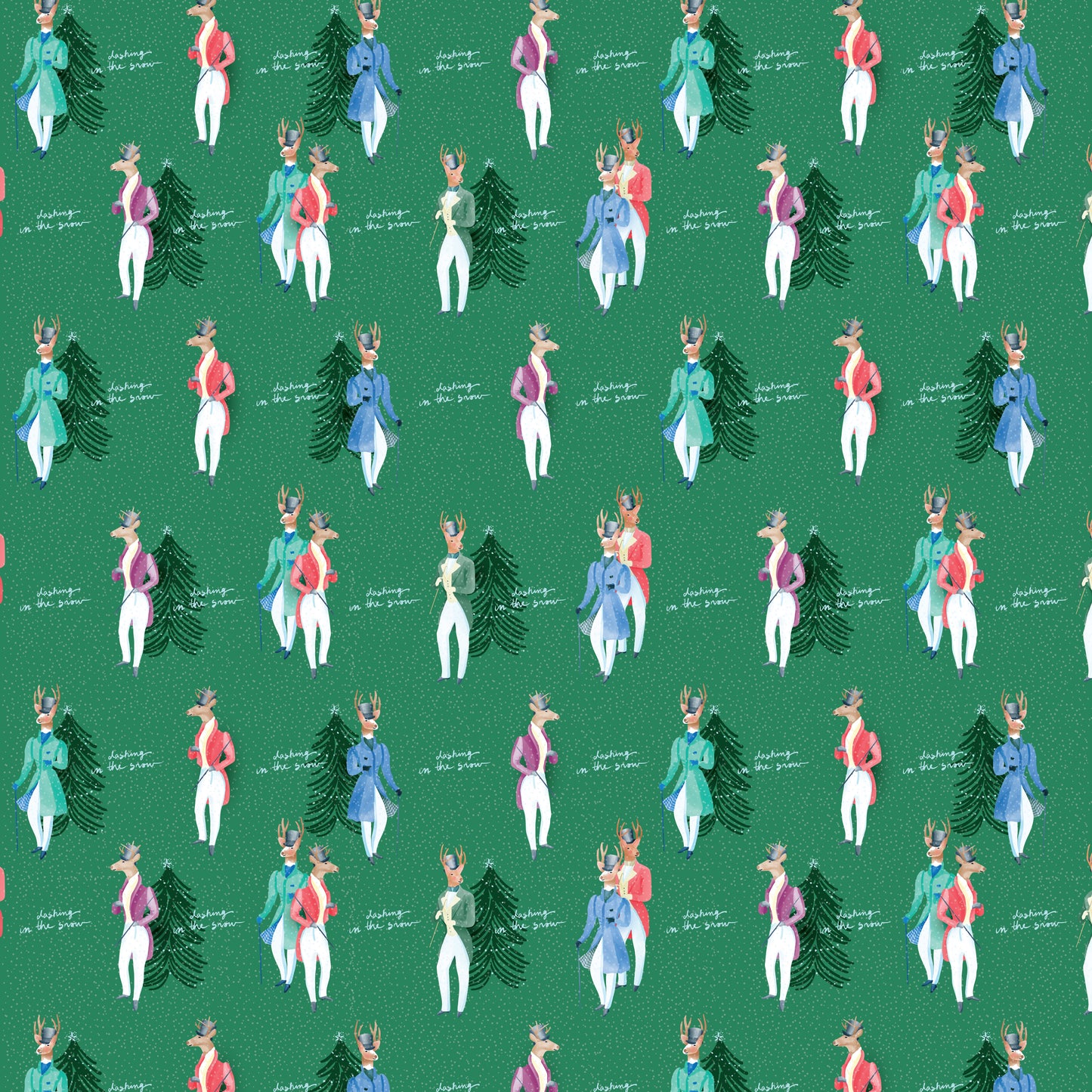 Dashing In The Snow Wrapping Sheets Green