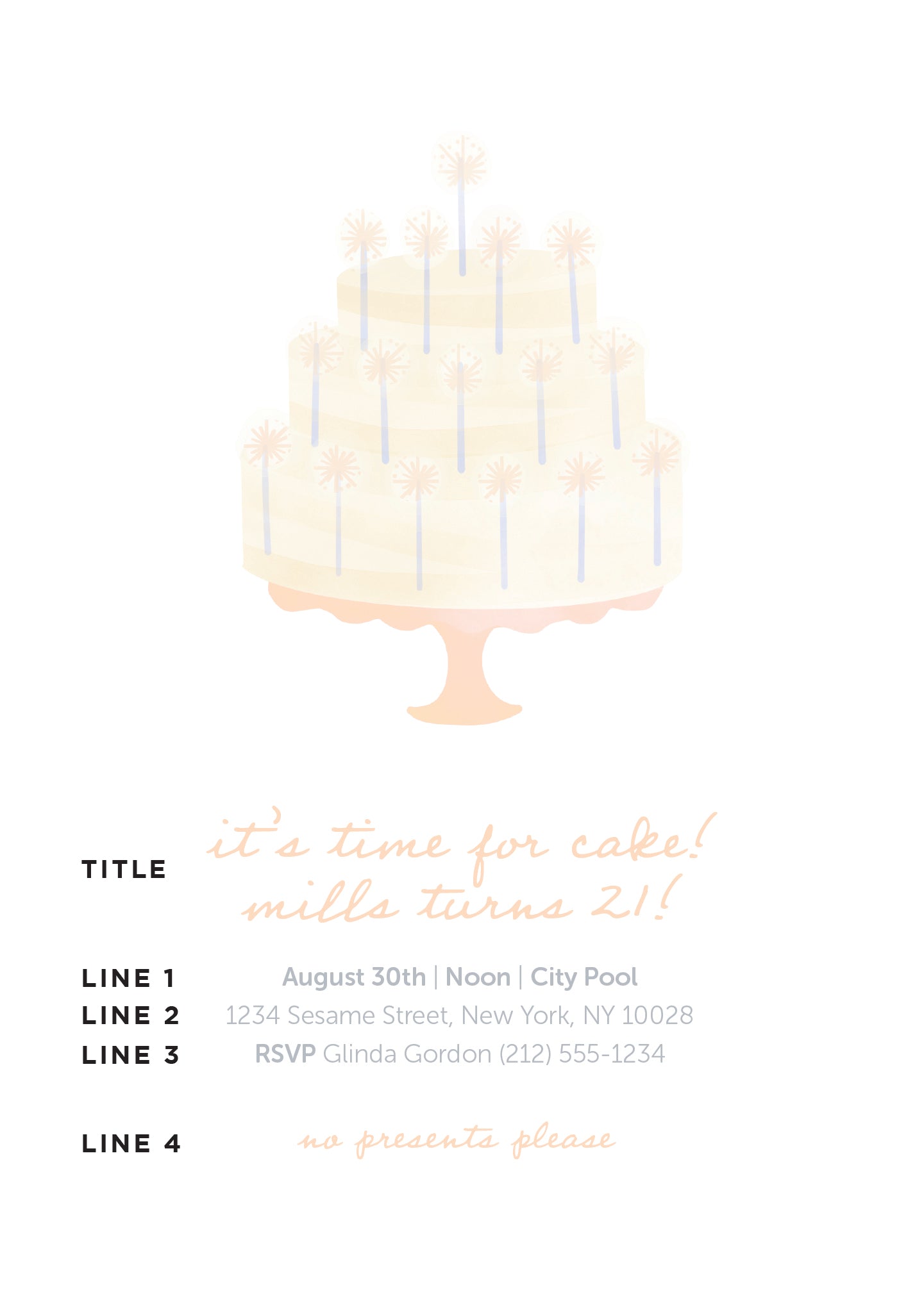 Cake Birthday Invitation Green