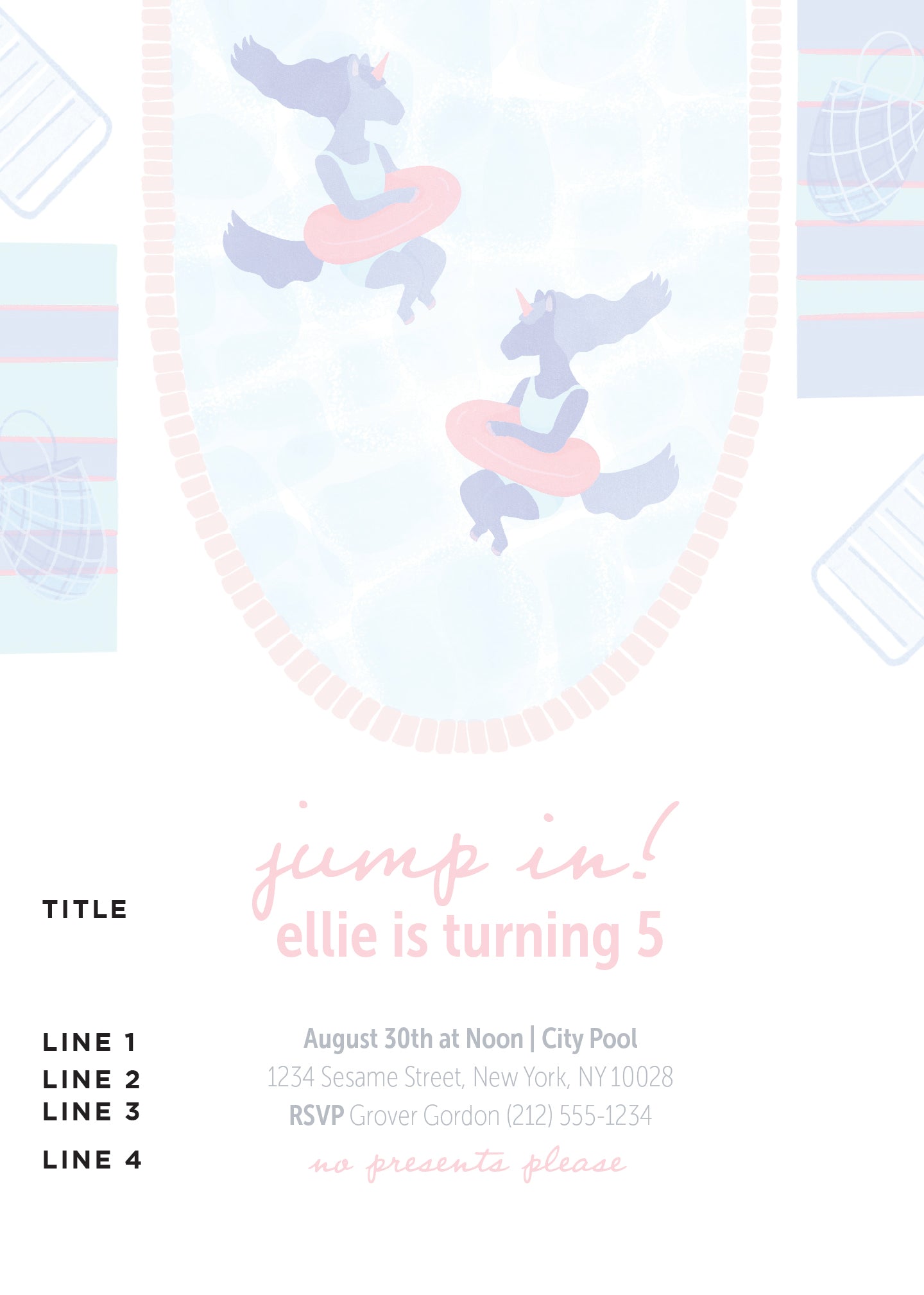 Unicorn Pool Party Invitation