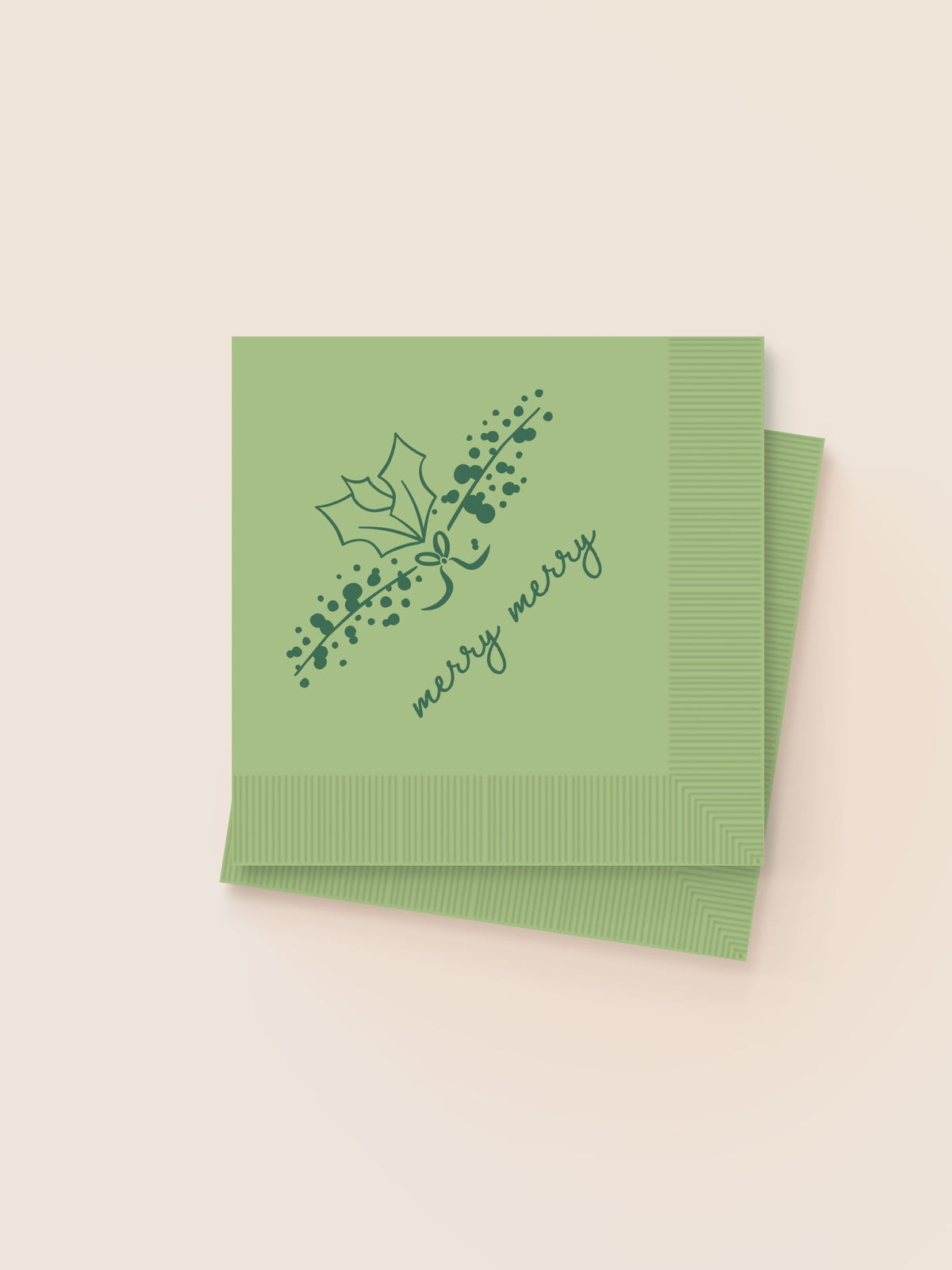 Merry Merry Cocktail Napkins Light Green