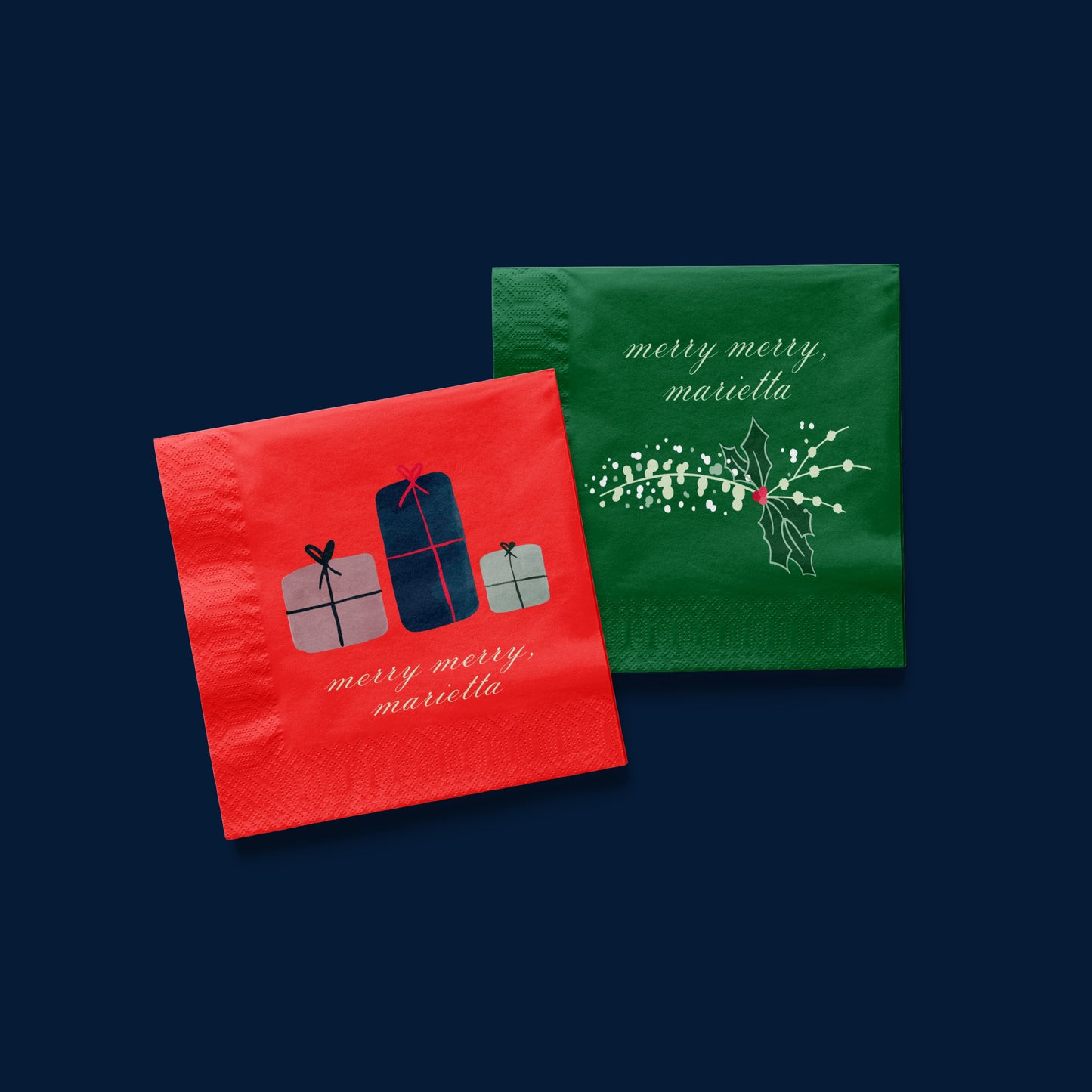 Merry Merry Marietta Cocktail Napkins Red