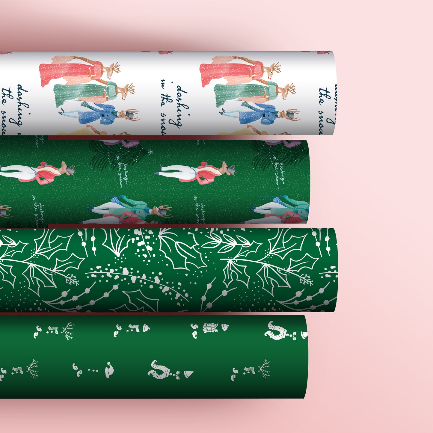 Dashing In The Snow Wrapping Sheets White