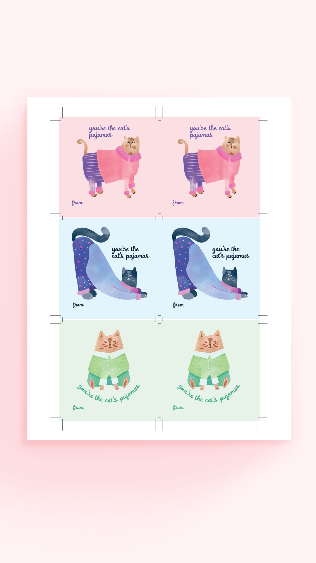 Cat's Pajamas Valentines