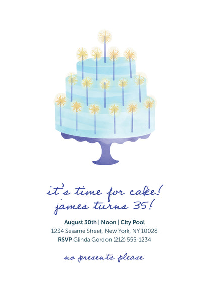 Cake Birthday Invitation Blue
