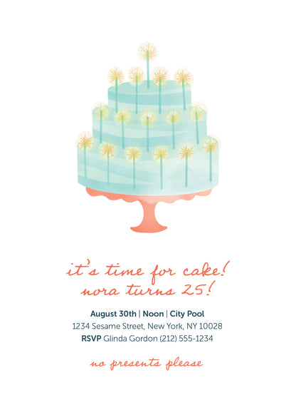 Cake Birthday Invitation Green