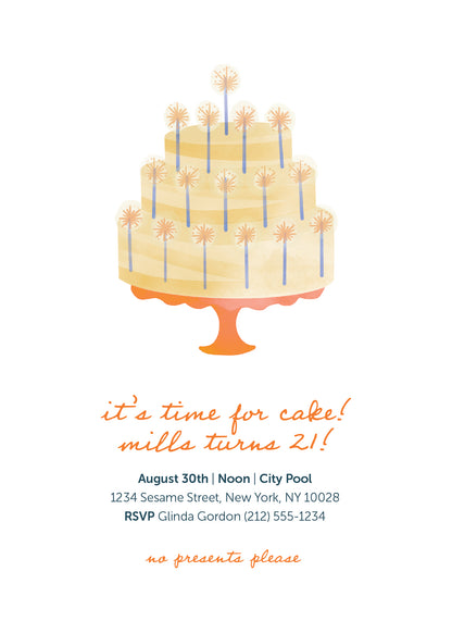 Cake Birthday Invitation Yellow