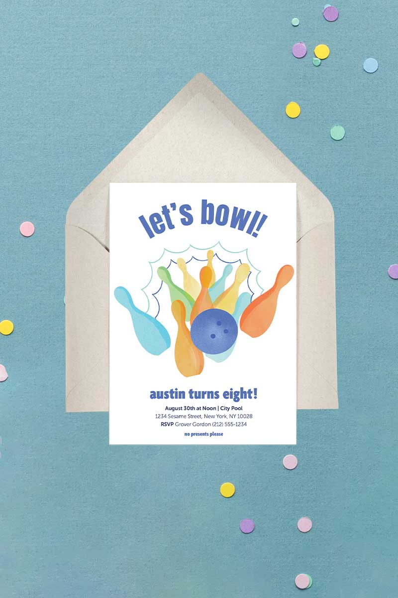Bowling Birthday Invitation Multi