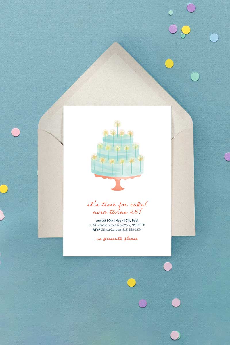 Cake Birthday Invitation Green