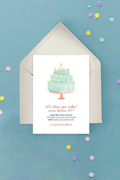 Cake Birthday Invitation Green
