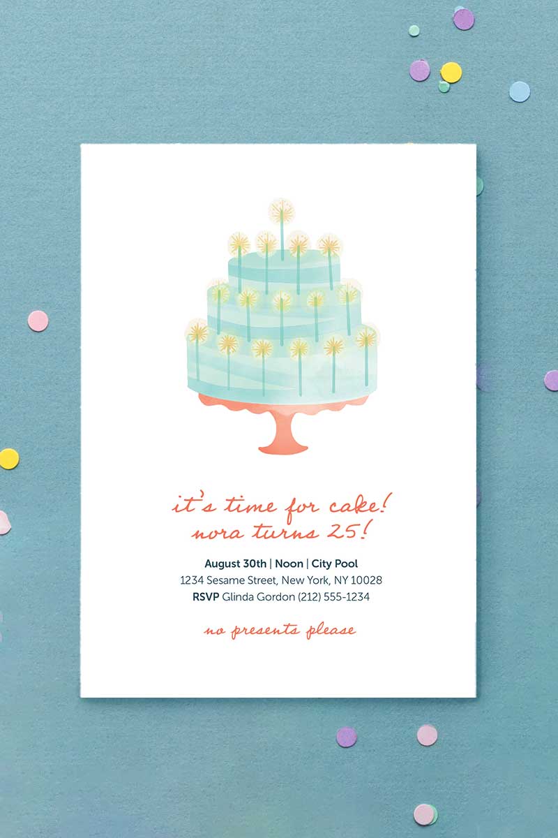 Cake Birthday Invitation Green