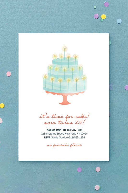 Cake Birthday Invitation Green