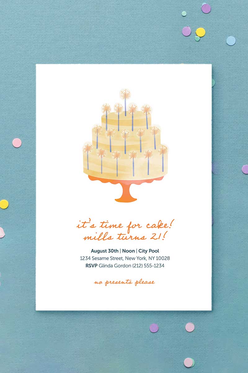 Cake Birthday Invitation Yellow
