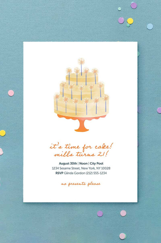 Cake Birthday Invitation Yellow