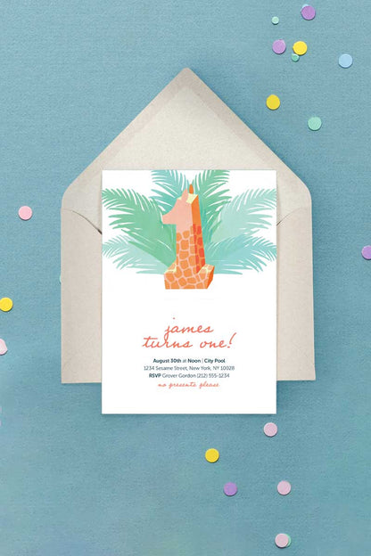 Milestone Birthday Invitation Giraffe