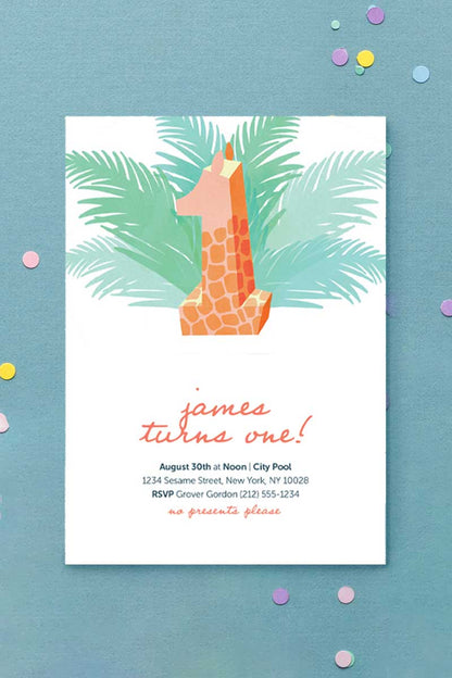 Milestone Birthday Invitation Giraffe