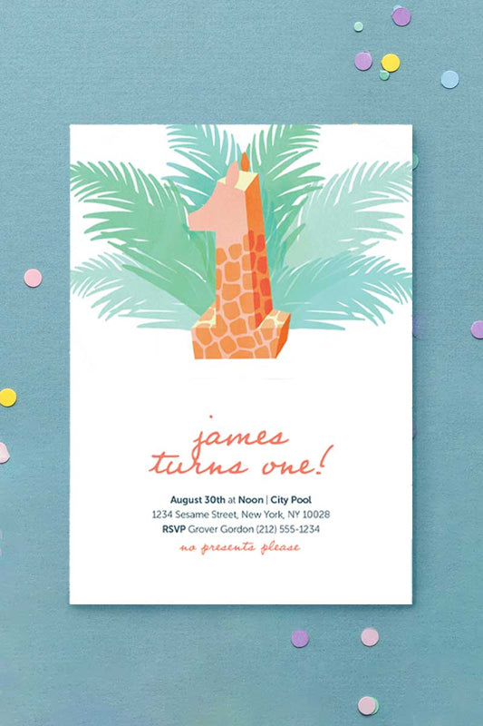 Milestone Birthday Invitation Giraffe