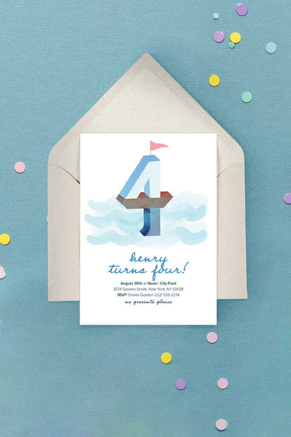 Milestone Birthday Invitation Sailboat