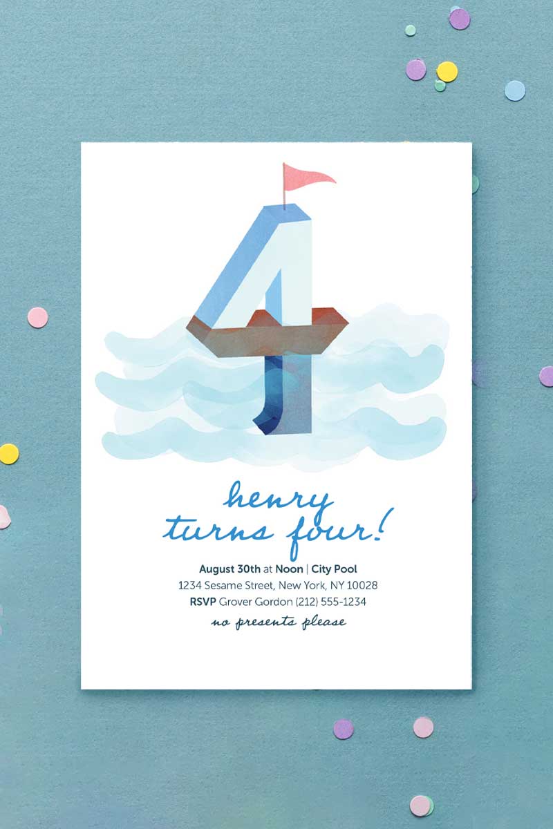 Milestone Birthday Invitation Sailboat