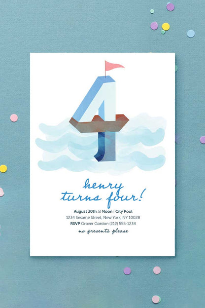 Milestone Birthday Invitation Sailboat