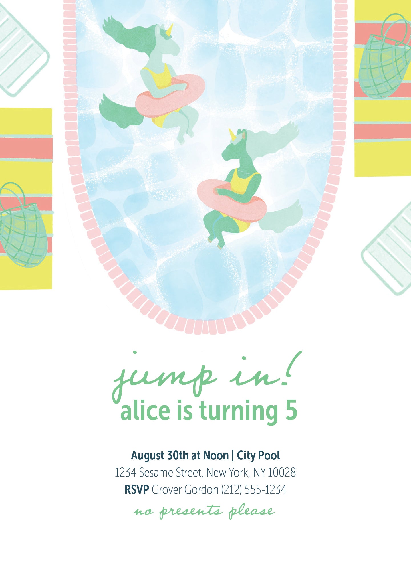 Unicorn Pool Party Invitation