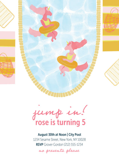 Unicorn Pool Party Invitation