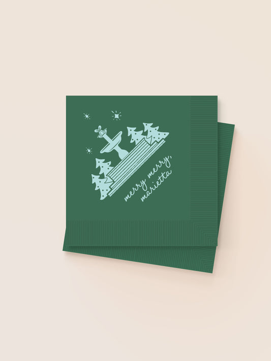 Merry Merry Marietta Cocktail Napkins Green