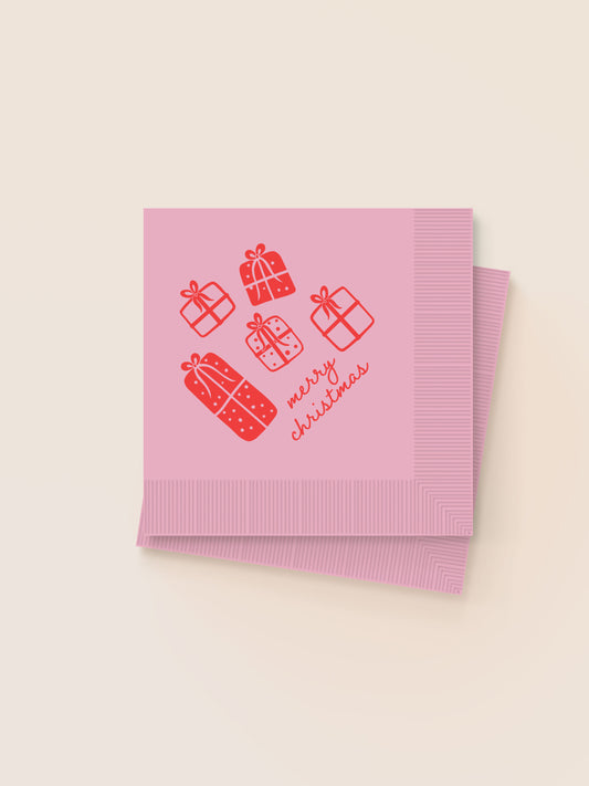 Merry Merry Cocktail Napkins Pink