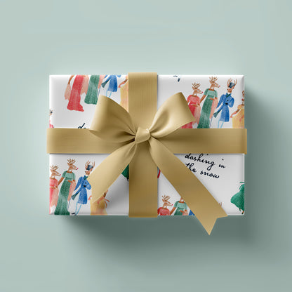 Dashing In The Snow Wrapping Sheets White