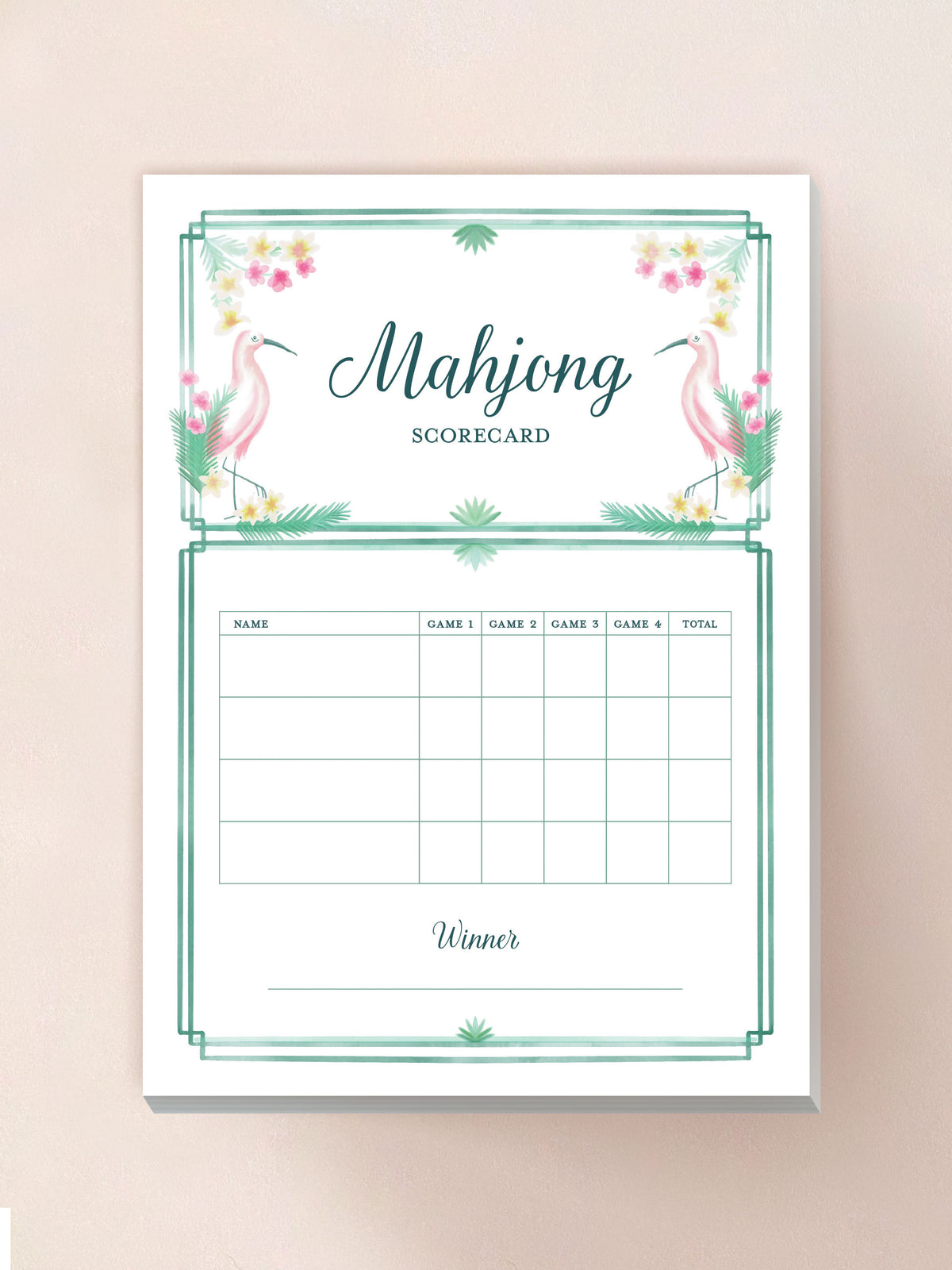 Mahjong Scorecard Pad