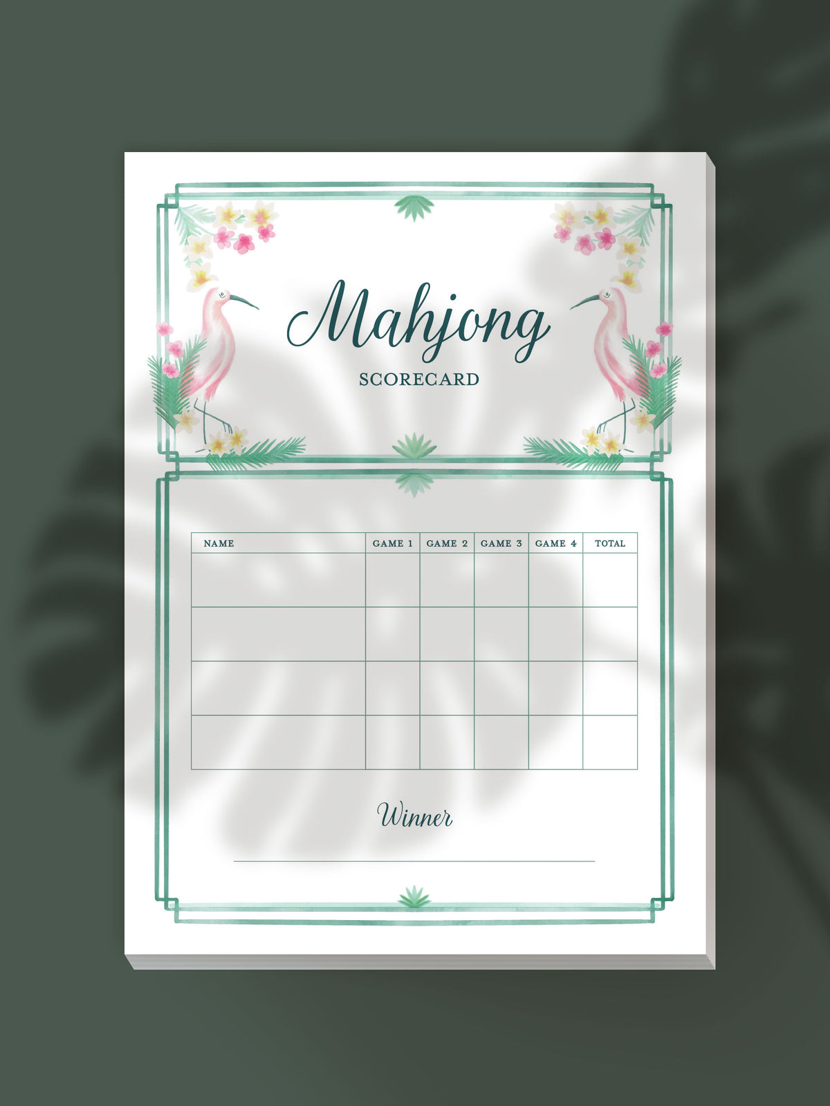 Mahjong Scorecard Pad