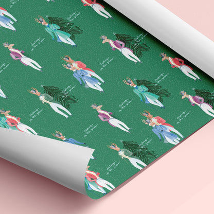 Dashing In The Snow Wrapping Sheets Green